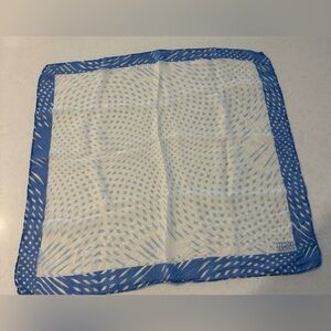 Vintage Luciano Soprani Blue & White Geometric Silk Square Scarf
